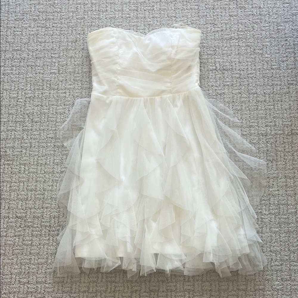 White Strapless Tulle Dress